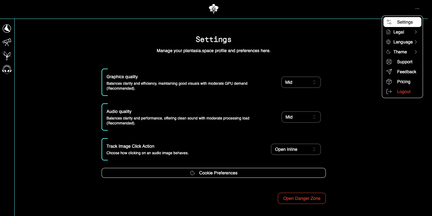 Audio settings